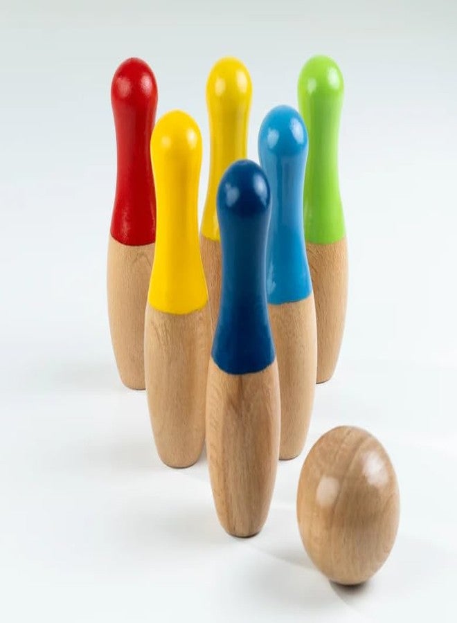 Beebox Wooden Bowling Game Set || 10 Pins & 2 Balls || Fun & Safe Colorful Indoor-Outdoor Game for Kids - 20x12.3x6 cm - Image 1